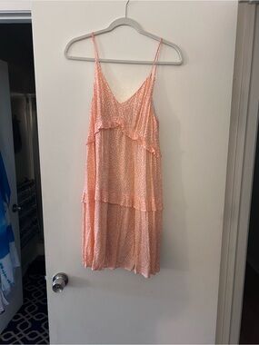 Express Peach Printed Tiered Dress